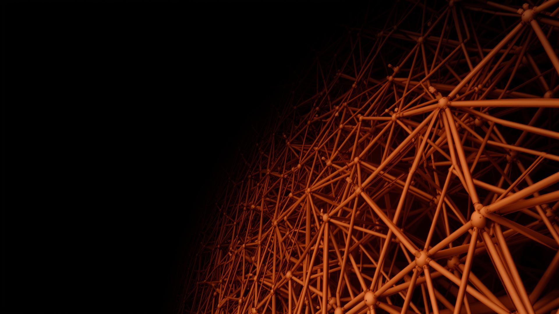 Abstract tangerine and onyx artwork for Axelerant's engineering lens