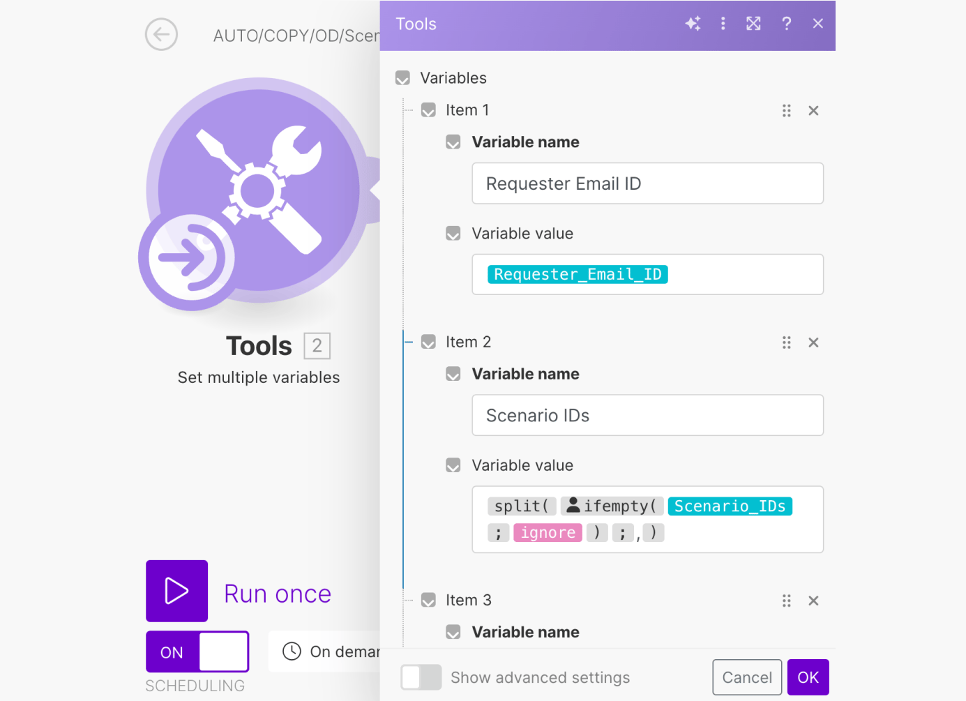 Input Load As Variables