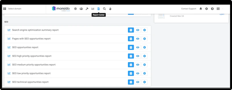 Monsido SEO optimization report